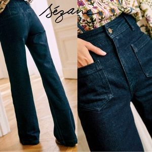 NWT Sezane Eric Wide Leg Denim Trouser